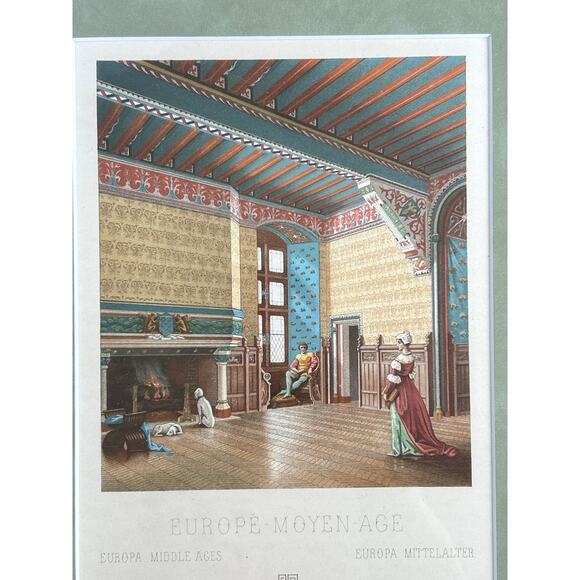 Antique Deyrolle Chromolithograph Prints Russie and Europe Moyen Âge Framed - Picture 6 of 8